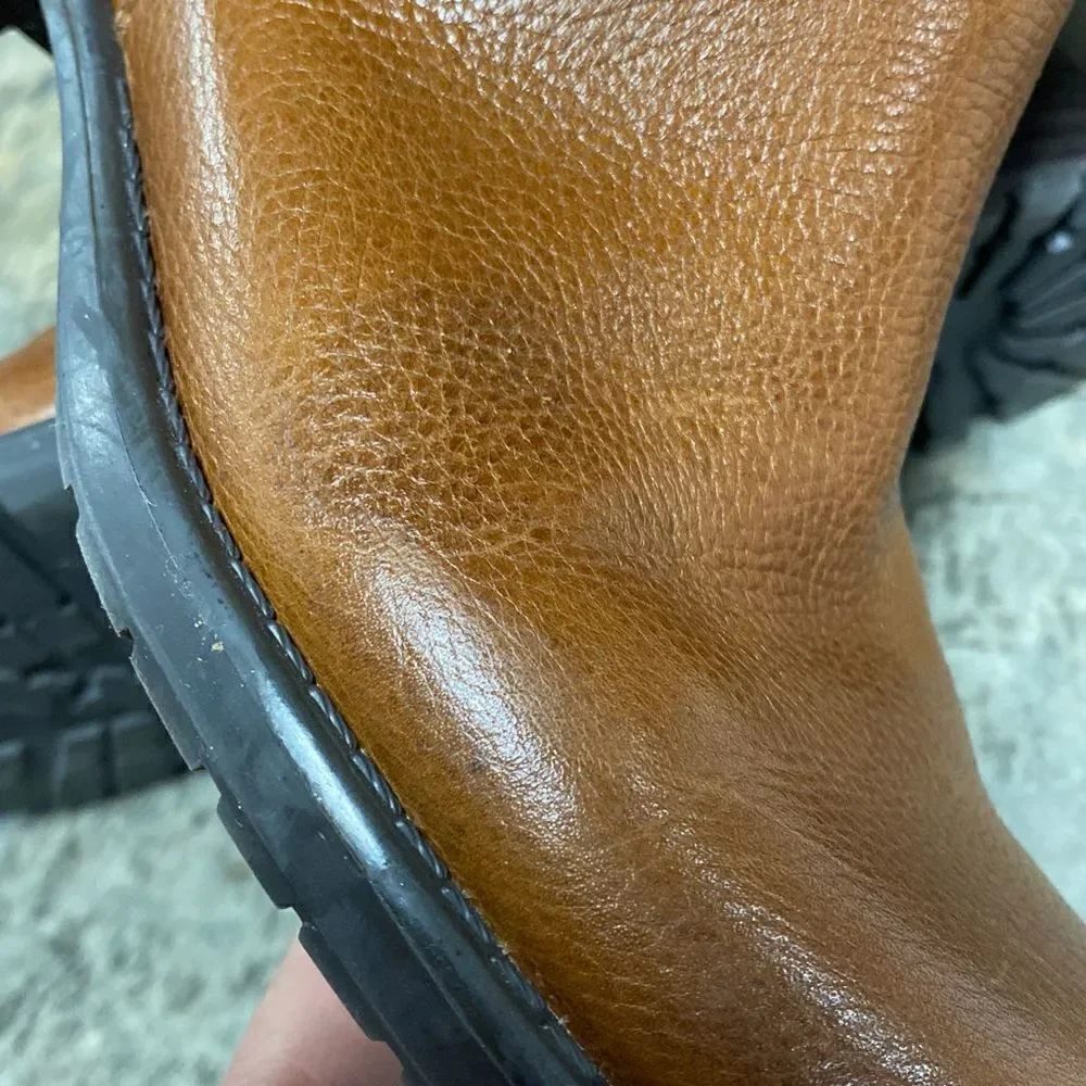 Franco Sarto Pebbled Tan Leather Tall Riding Boot Size 6.5